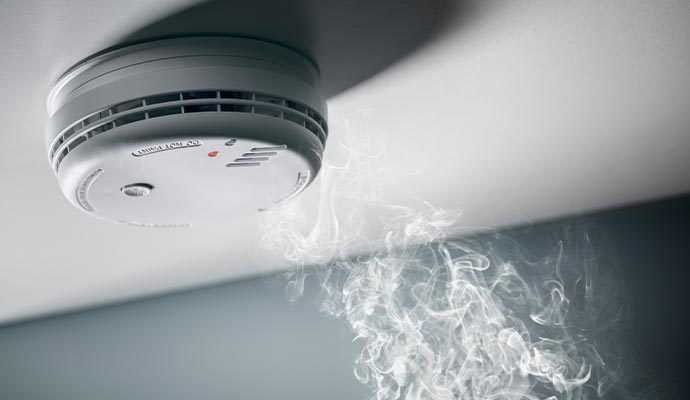 Smoke detector  mounted on the ceiling