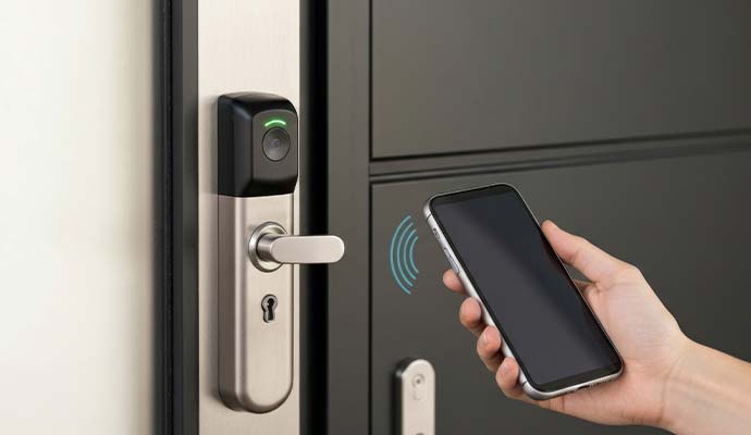 Touchless door access unlocked with a smartphone