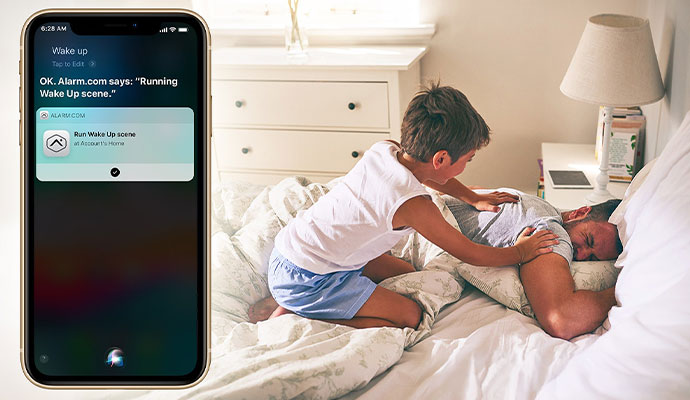 Voice assistant automation controlling smart home devices via mobile device